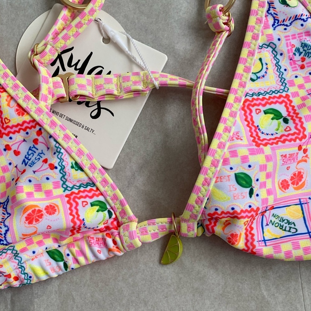 Kulani Kinis Tein Strap Bralette Bikini Top Size Medium New W/ Tag Citron Coast - Picture 5 of 10